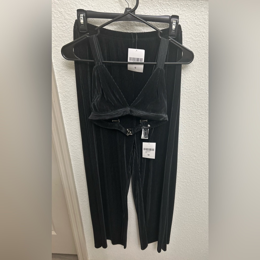 Brand New Forever 21 Black Ribbed Pants and Top Set